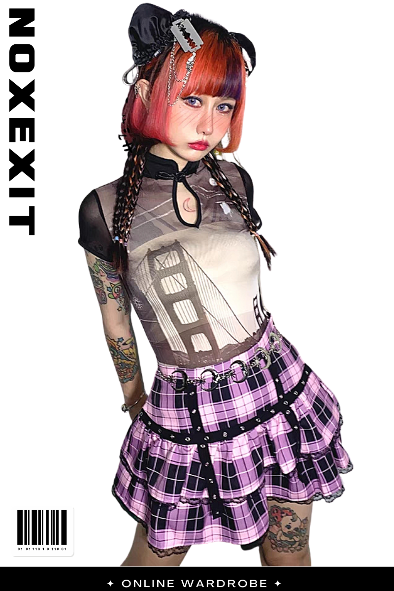 SCENE queen core NOXEXIT ™ BUY punk emo skirt pink plaid emo mini – noxexit