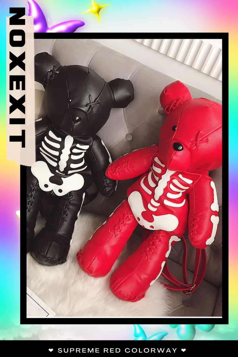 SKELLY-TED ® supreme red skeleton bear backpack gothic pop punk