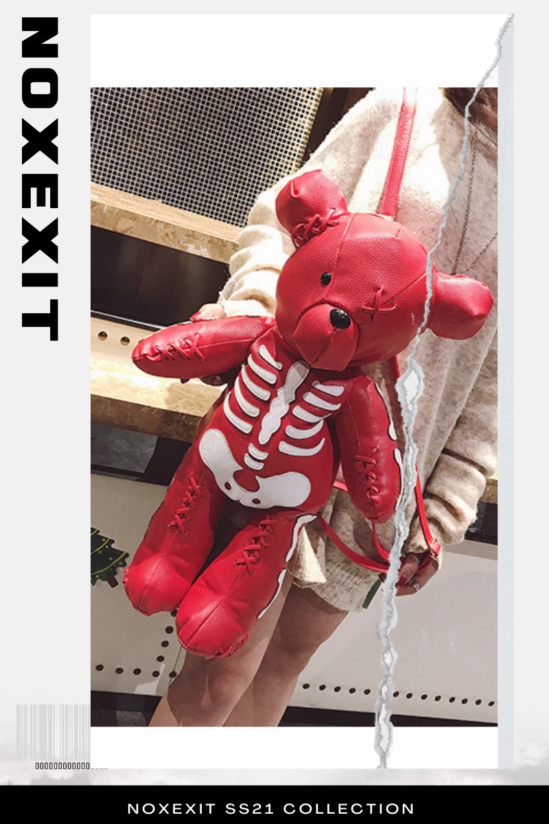 SKELLY-TED ® supreme red skeleton bear backpack gothic pop punk